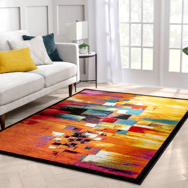 Latitude Run® Brooksville Abstract Red/Orange/Blue Area Rug & Reviews